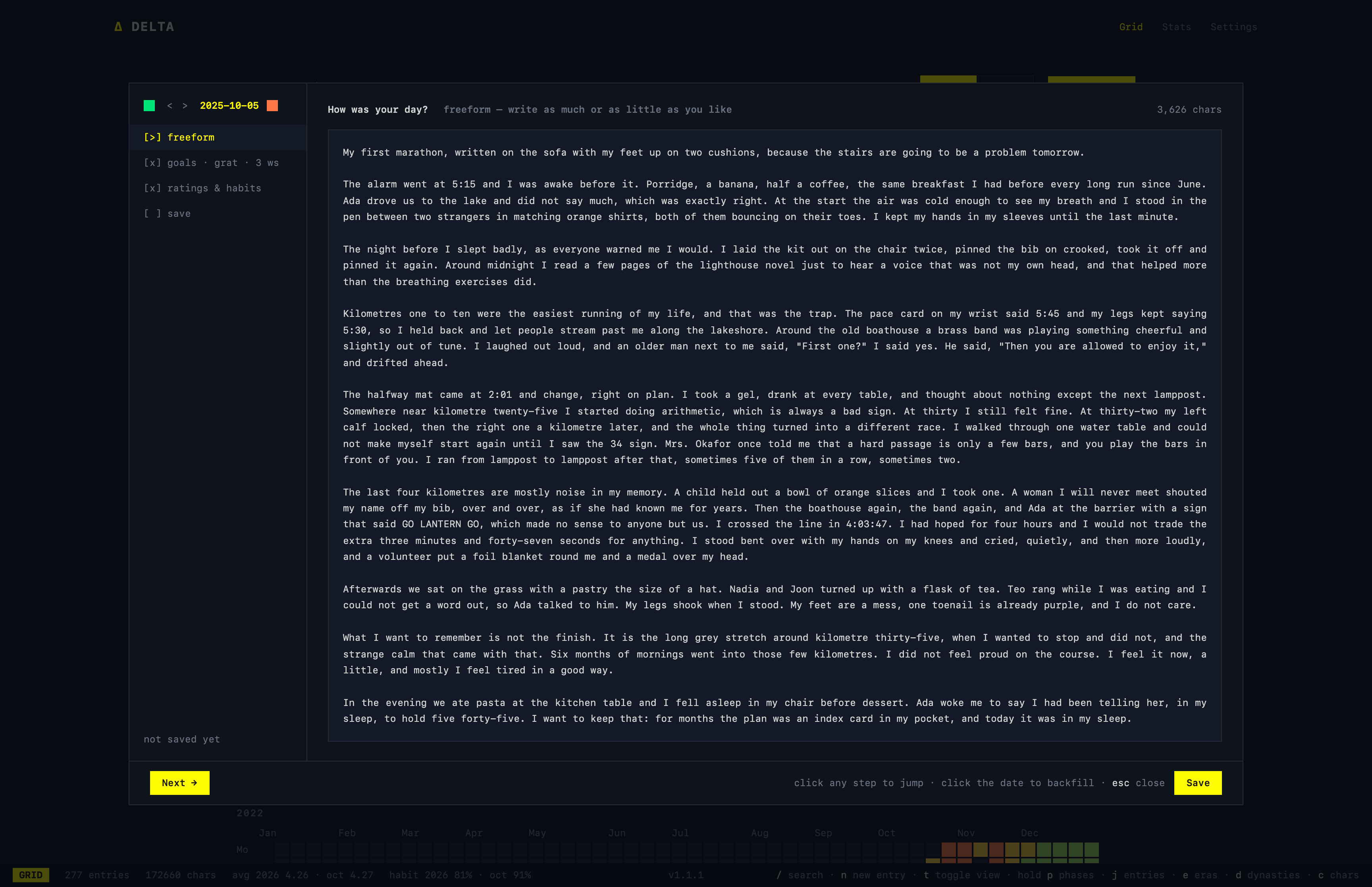Entry wizard: freeform text
